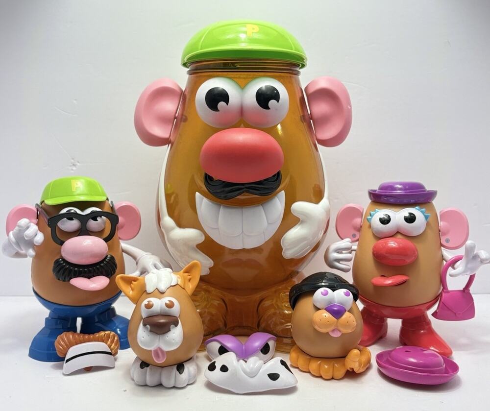 Mr Potato Head Hasbro 2002 Storage Container Bucket With Full of Pieces